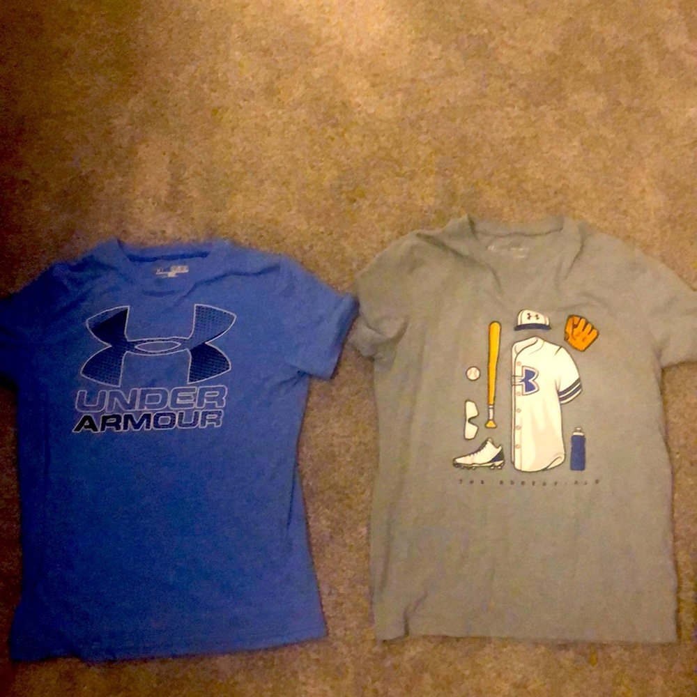 2 boys under armor tshirts size medium 2 for $16